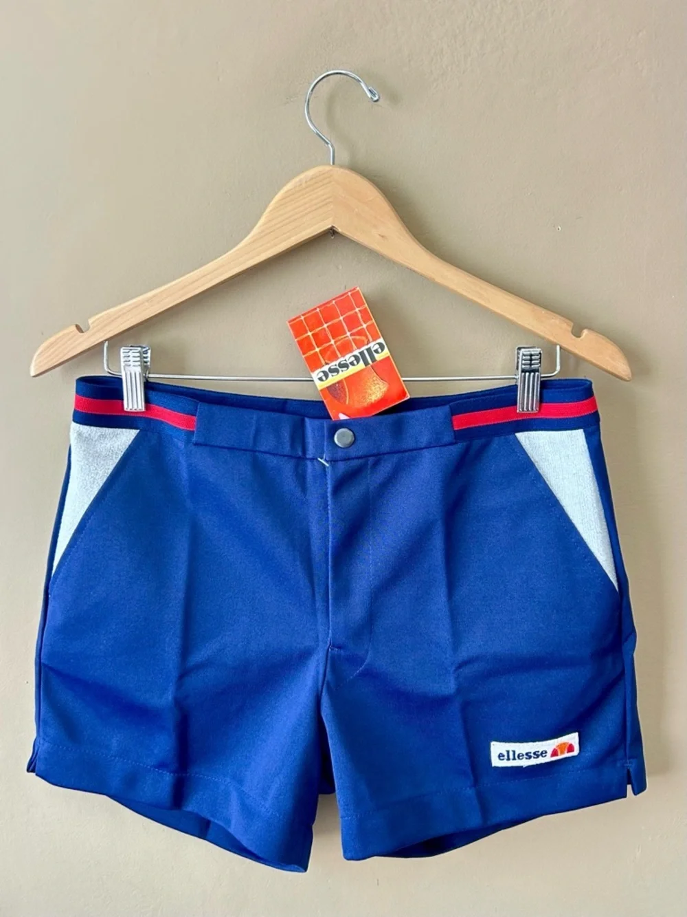 Vintage 70s 80s Ellesse Blue Tennis Shorts GOAT Terry Size 34 NWT Dead Stock New